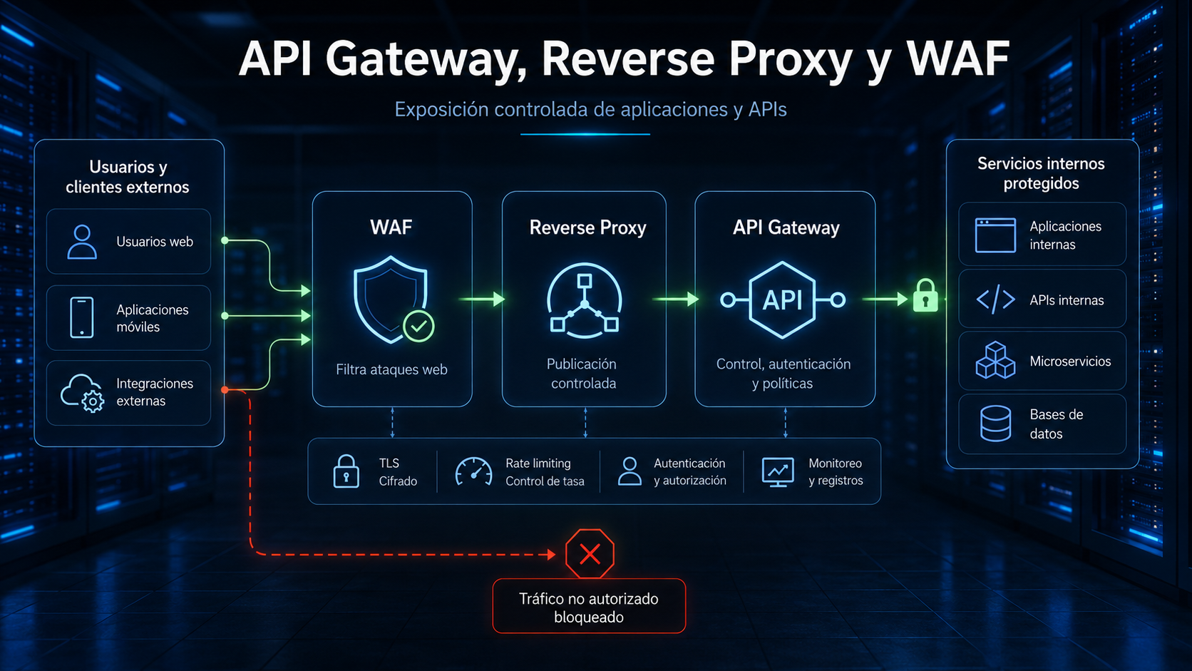 API Gateway Reverse Proxy y WAF para proteger aplicaciones y APIs