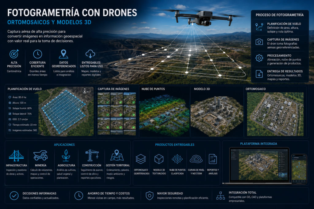 Fotogrametría con drones: ortomosaicos y modelos 3D