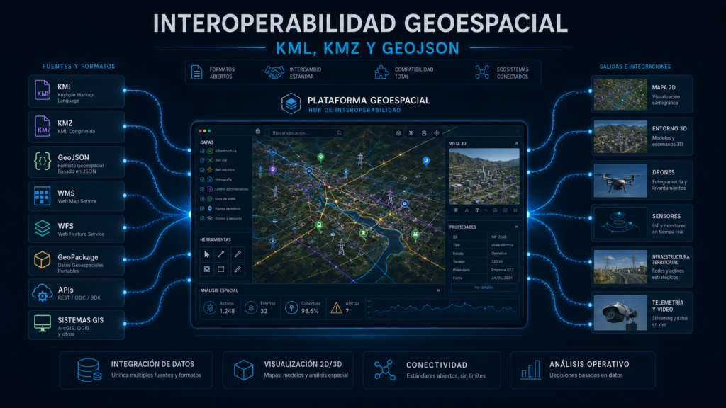 Interoperabilidad geoespacial: KML, KMZ y GeoJSON