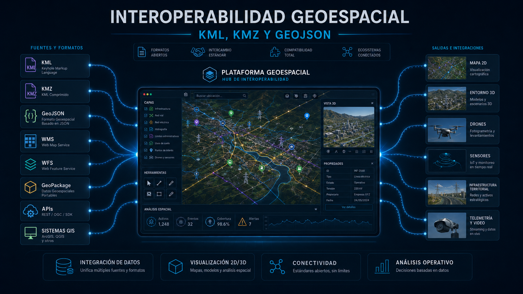 Interoperabilidad geoespacial con KML KMZ GeoJSON WMS WFS y estándares OGC