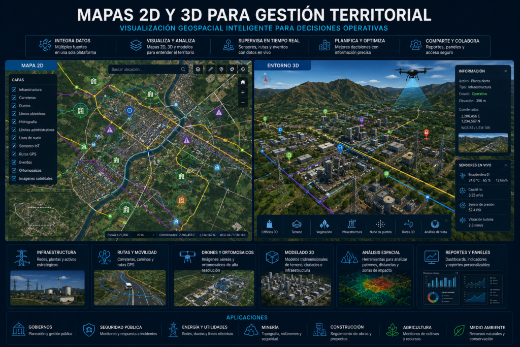Mapas 2D y 3D para gestión territorial