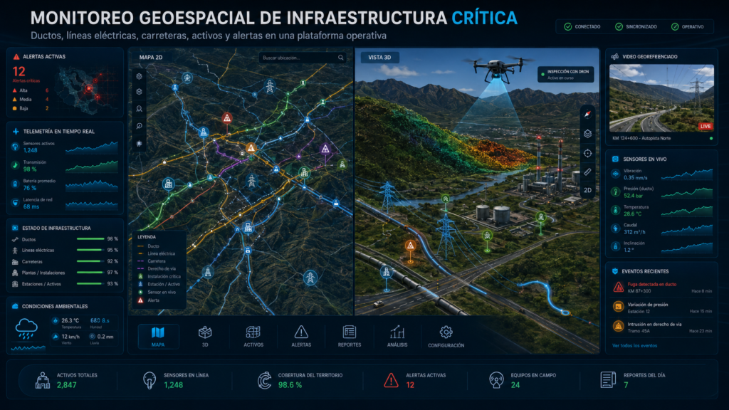 Monitoreo geoespacial de infraestructura crítica