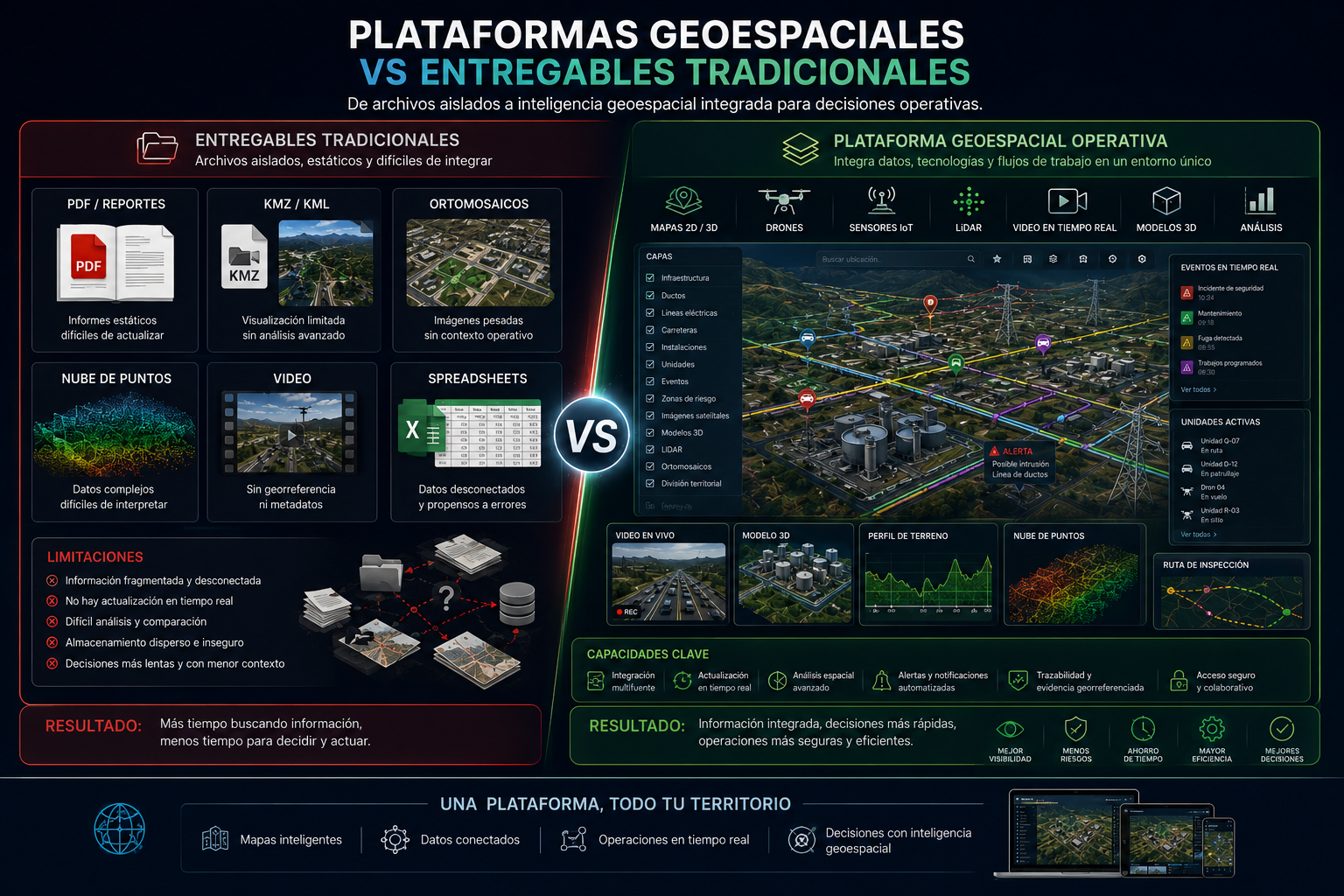 Plataformas geoespaciales comparadas con entregables tradicionales