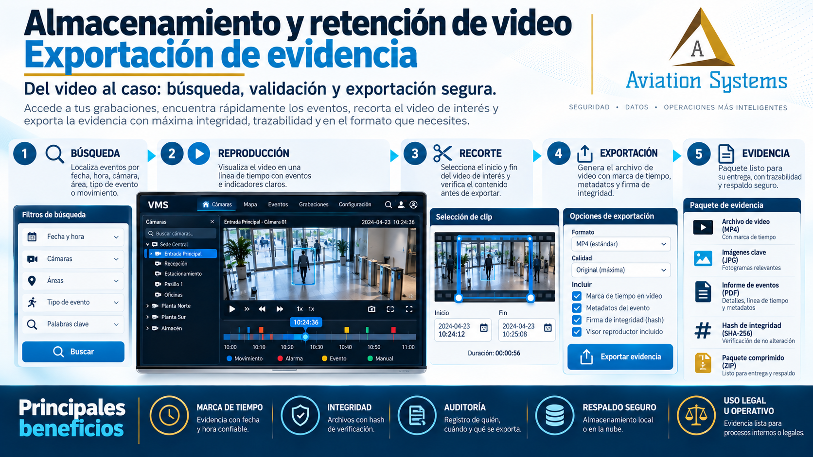 Exportación y preservación de evidencia de video
