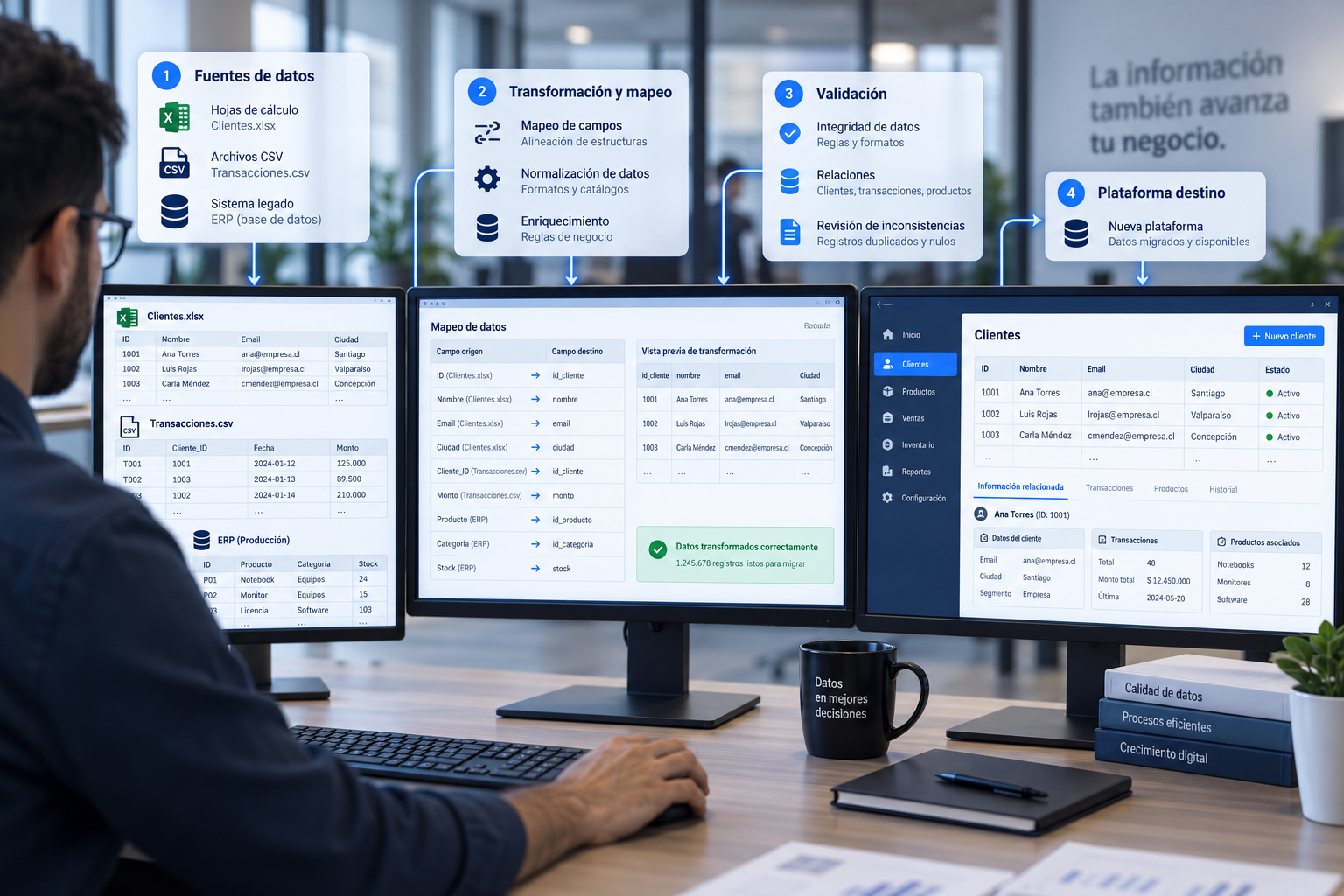 Proceso de extracción, transformación y carga de información.