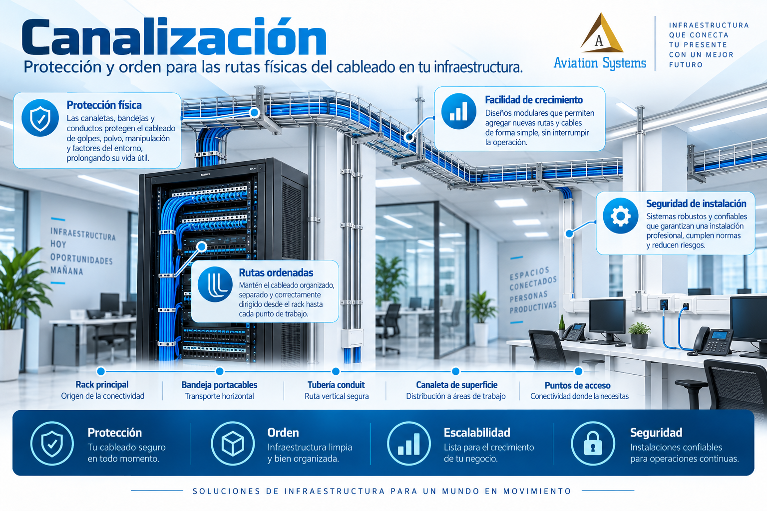 Canalización y organización de cableado estructurado