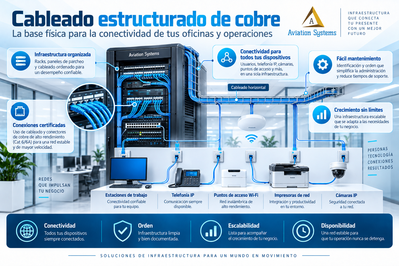 Cableado estructurado de cobre para red empresarial
