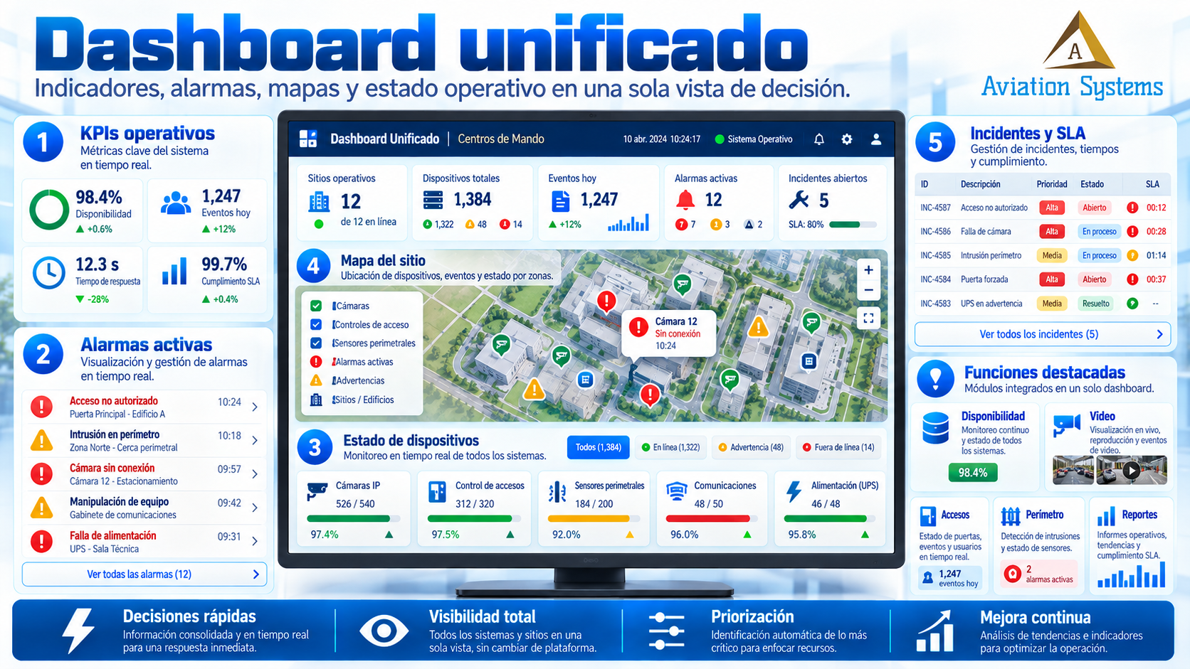 Dashboard unificado para seguridad física