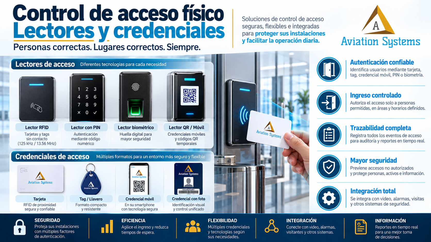 Lectores y credenciales para control de acceso físico