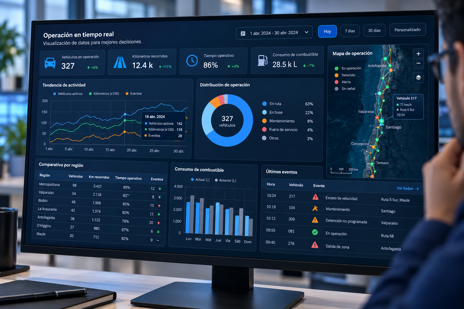 Gráficas y visualizaciones para análisis de información.