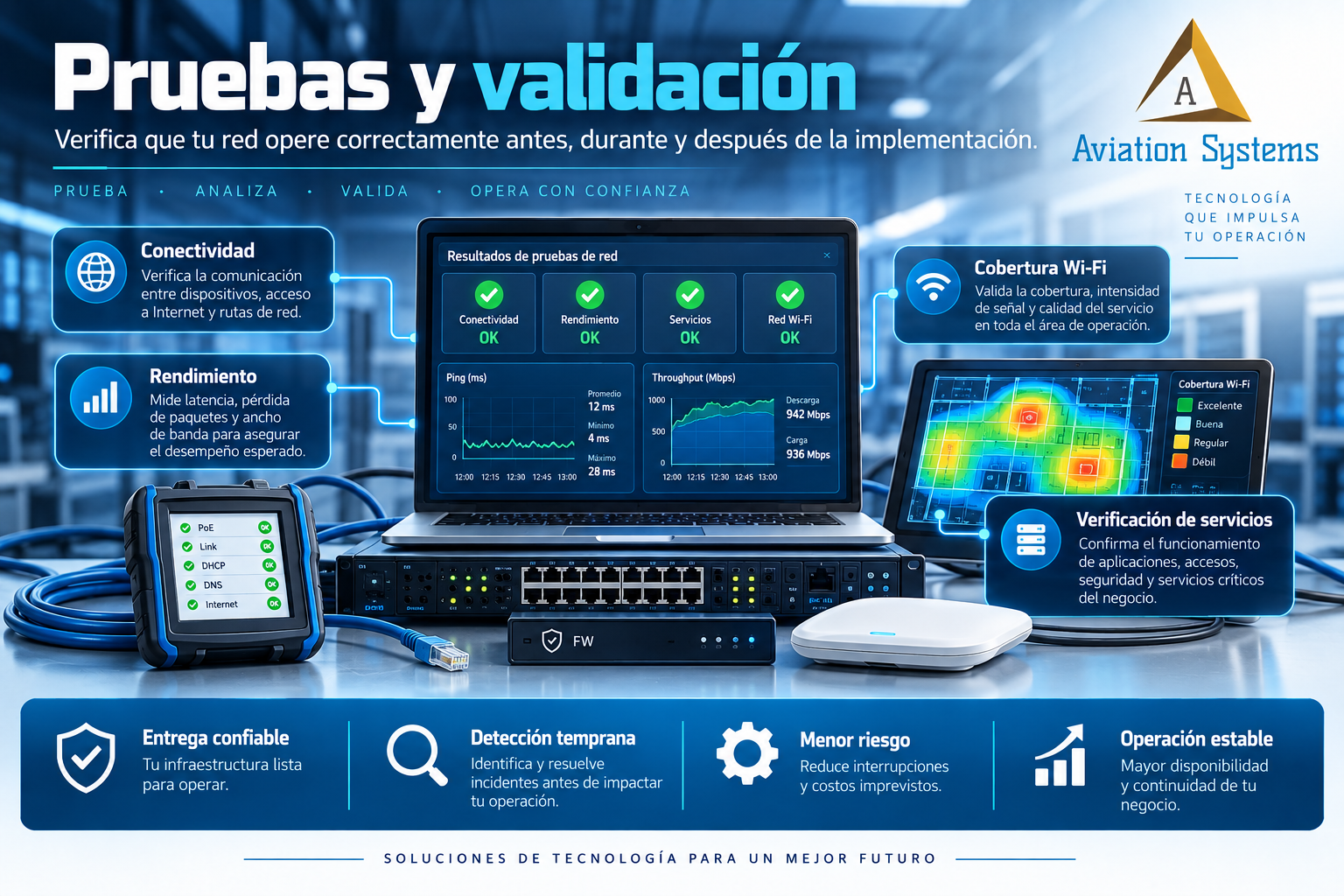 Pruebas y certificación de infraestructura de red
