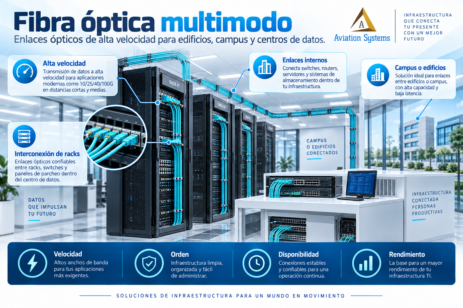 Fibra óptica multimodo para infraestructura empresarial