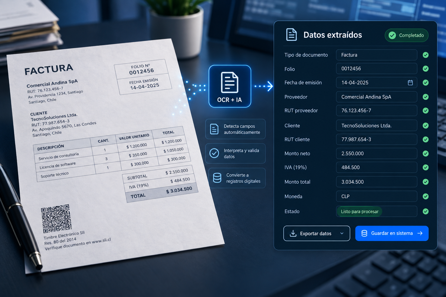 Extracción estructurada de datos desde documentos y fuentes digitales.