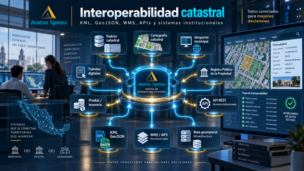 Interoperabilidad catastral: KML, GeoJSON, WMS, APIs e integración institucional