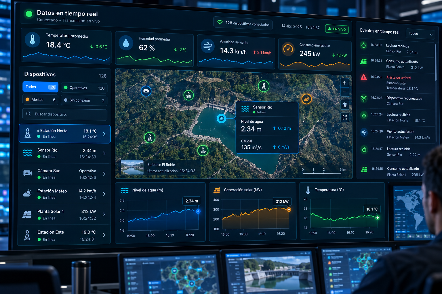 Recepción y visualización de datos en tiempo real.