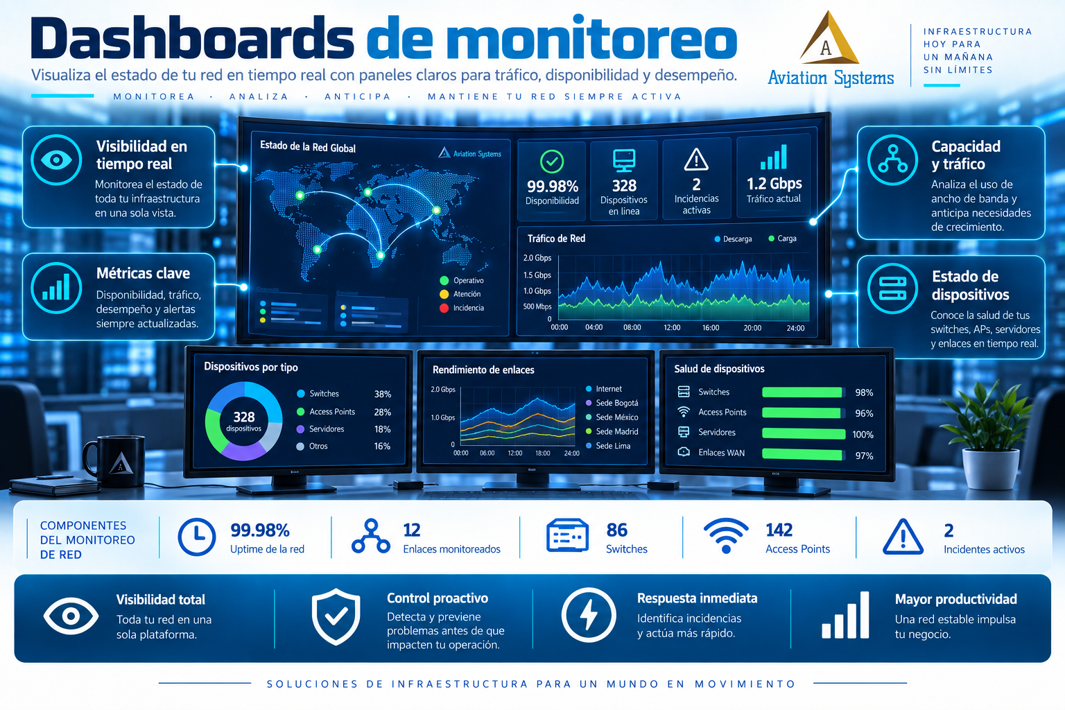 Dashboards para monitoreo de red empresarial