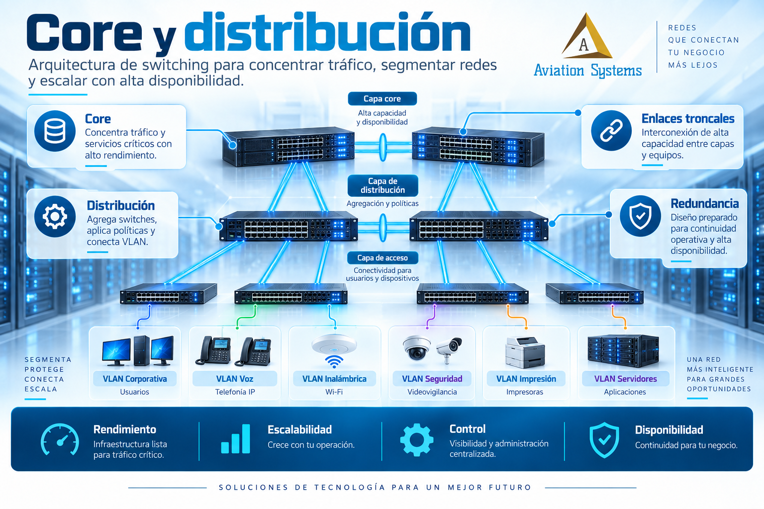 Core y distribución de red empresarial