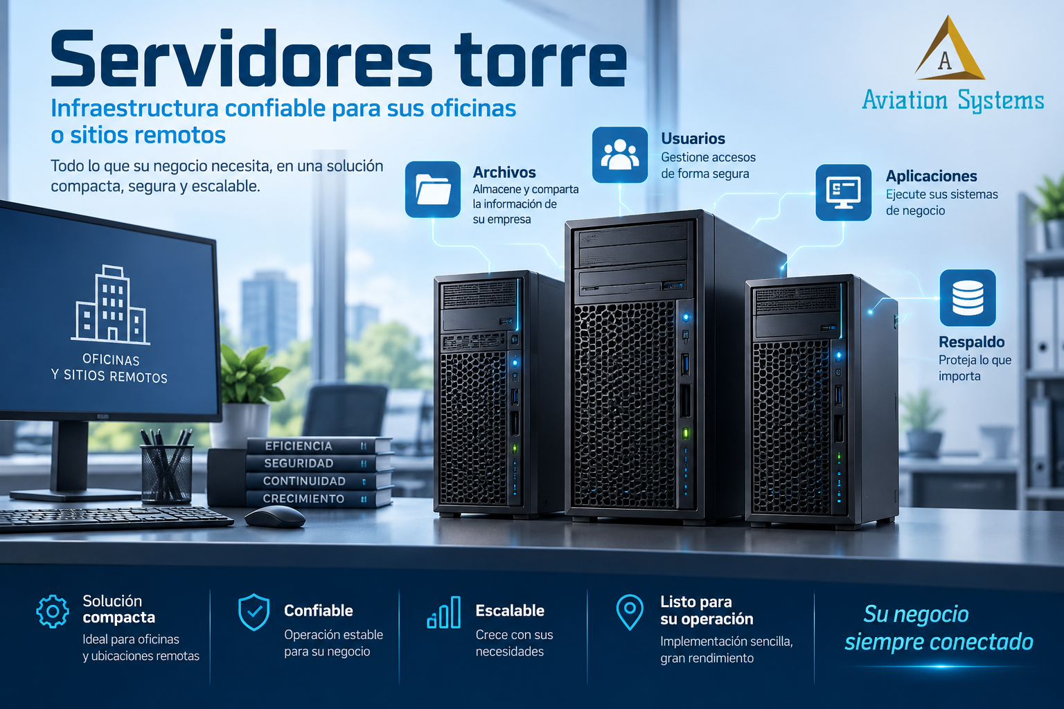 Servidores torre para operación empresarial