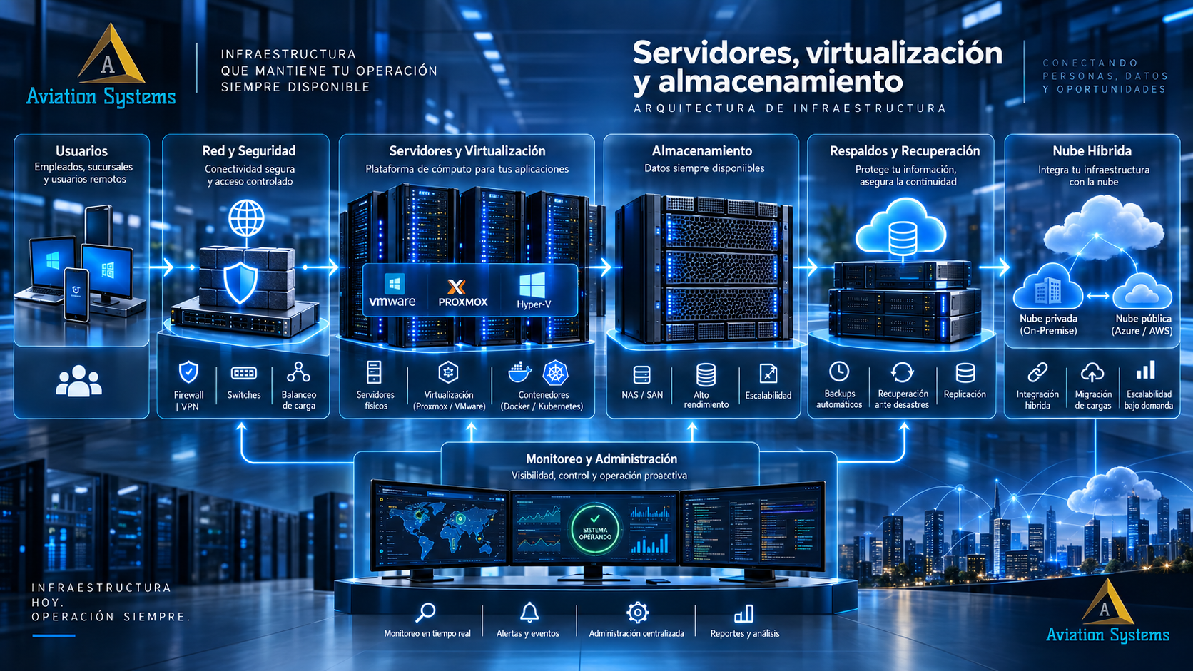 Arquitectura de servidores, virtualización, almacenamiento y respaldo