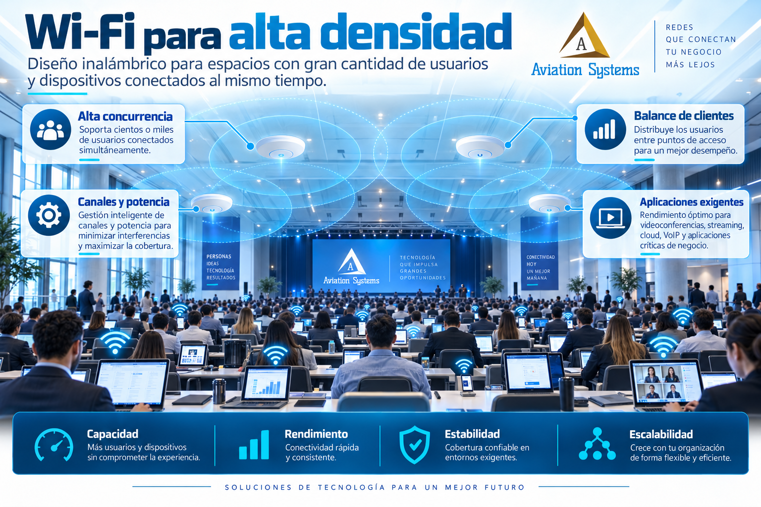 Wi-Fi de alta densidad para múltiples usuarios